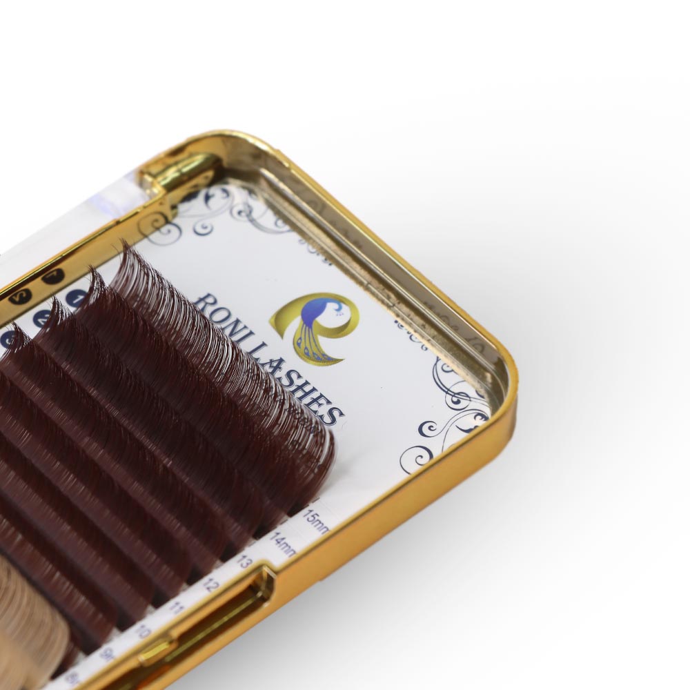 پالت اکستنشن مژه رونی لش RONI طلایی قهوه ای سیسی CC0.07 کد 105